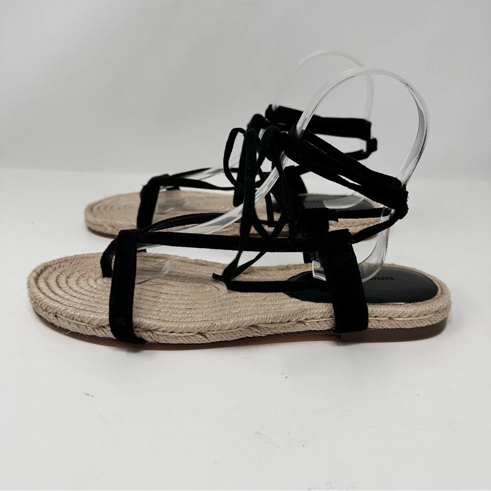 Banana Republic Leather Gladiator Strappy Espadrille Flat Sandal Black Size 8
